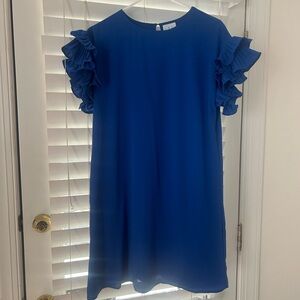 Blue Ruffle Sleeve Dress
